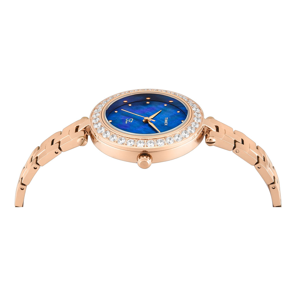 Timex Fria Blue Dial Rose Gold Brass Strap Women's Watch TWEL29200 - view 5