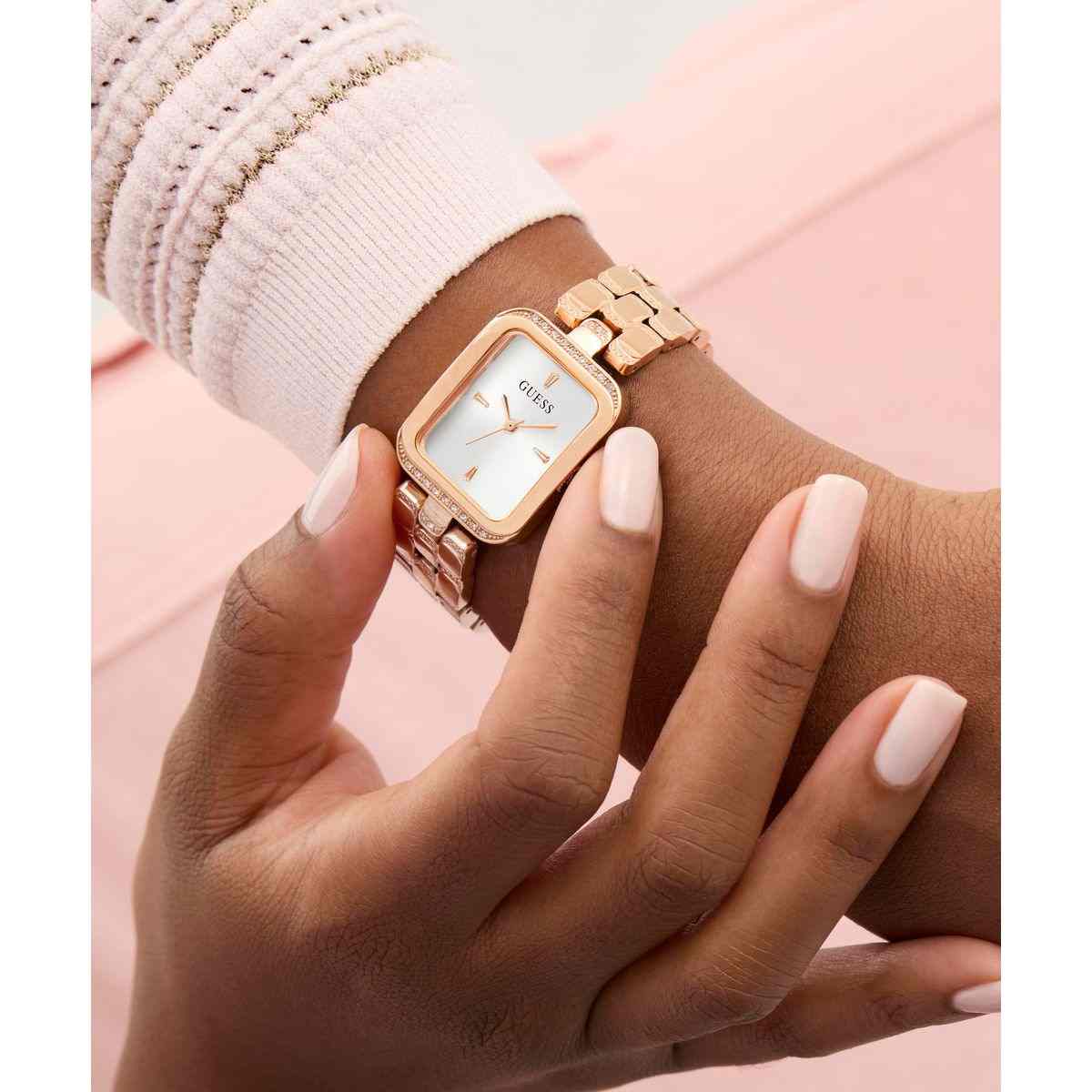 Guess Isla Silver-Tone Dial Rose Gold-Tone Stainless Steel Strap Women's Watch GW0865L3 - view 5