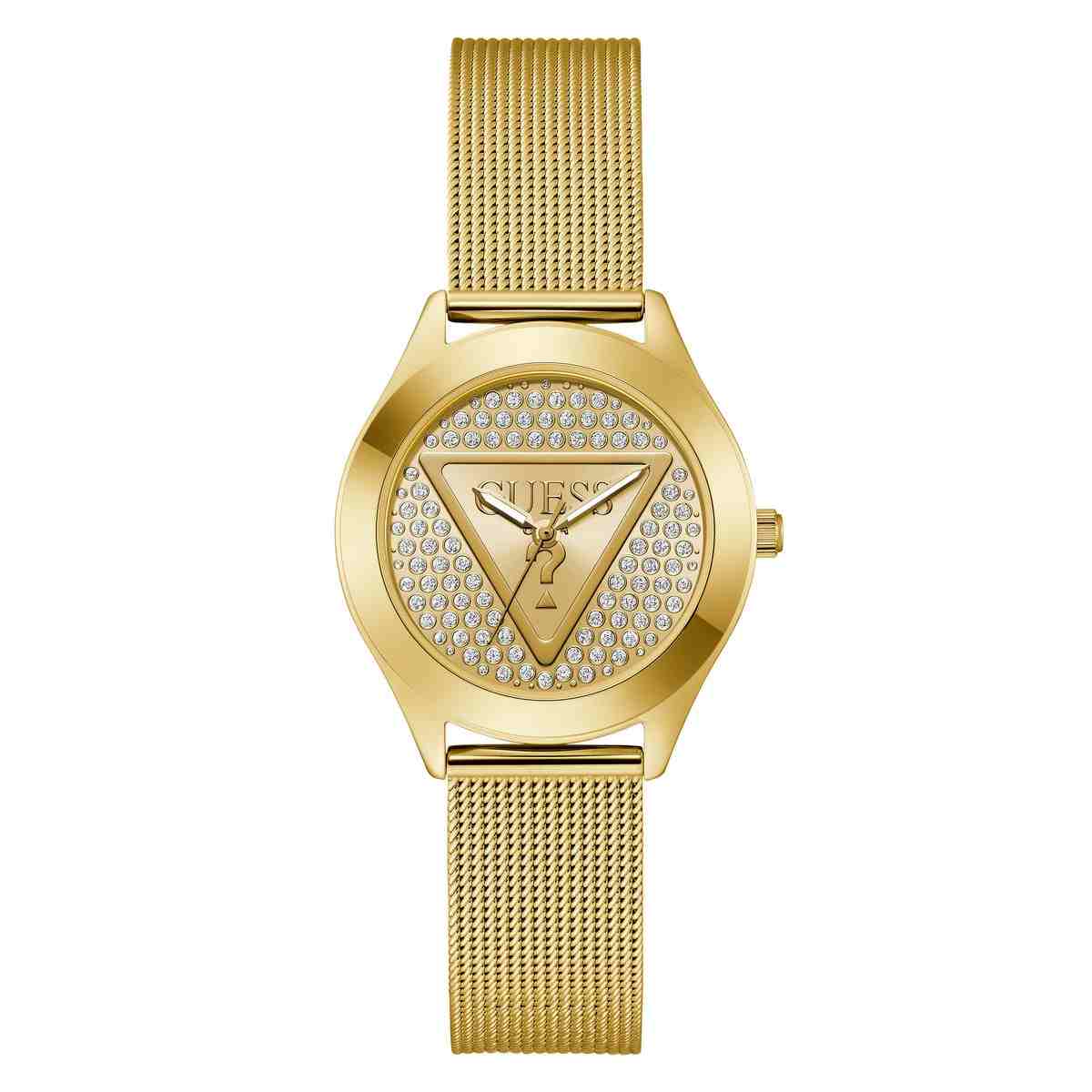 Guess Glitz Plaque Champagne Dial Gold-Tone Steel Mesh Strap Women's Watch GW0835L2 - view 1