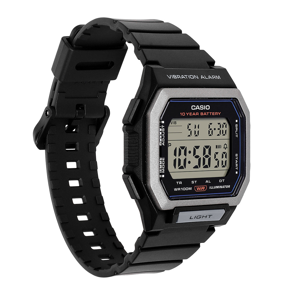 Casio Digital Clear Digital Dial Black Resin Strap Men's Watch W-738H-1AV - view 3