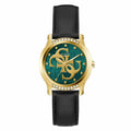 Guess 4G Logo Green Dial Gold-Tone Black Leather Strap Women's Watch GW0860L6 - view 1