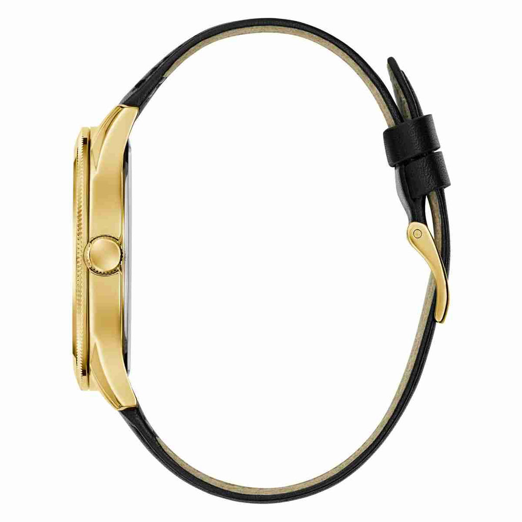Guess Dex Green Dial Gold-Tone Black Leather Strap Men's Watch GW0846G1 - view 3