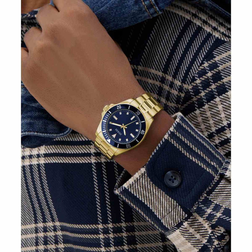 Guess Blue Dial Gold-Tone Strap Men's Watch GW0968G2 - view 4