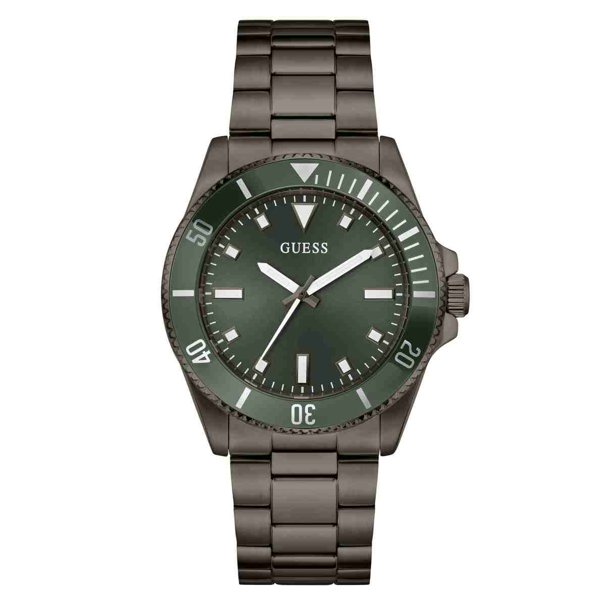 Guess Green Dial Gunmetal Stainless Steel Strap Men's Watch GW0968G3 - view 1