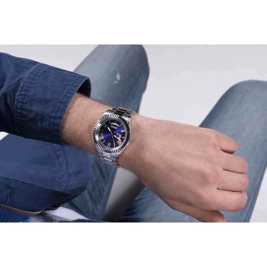 Guess Connoisseur Blue Dial Silver-Tone Stainless Steel Strap Men's Watch GW0265G7 - view 5