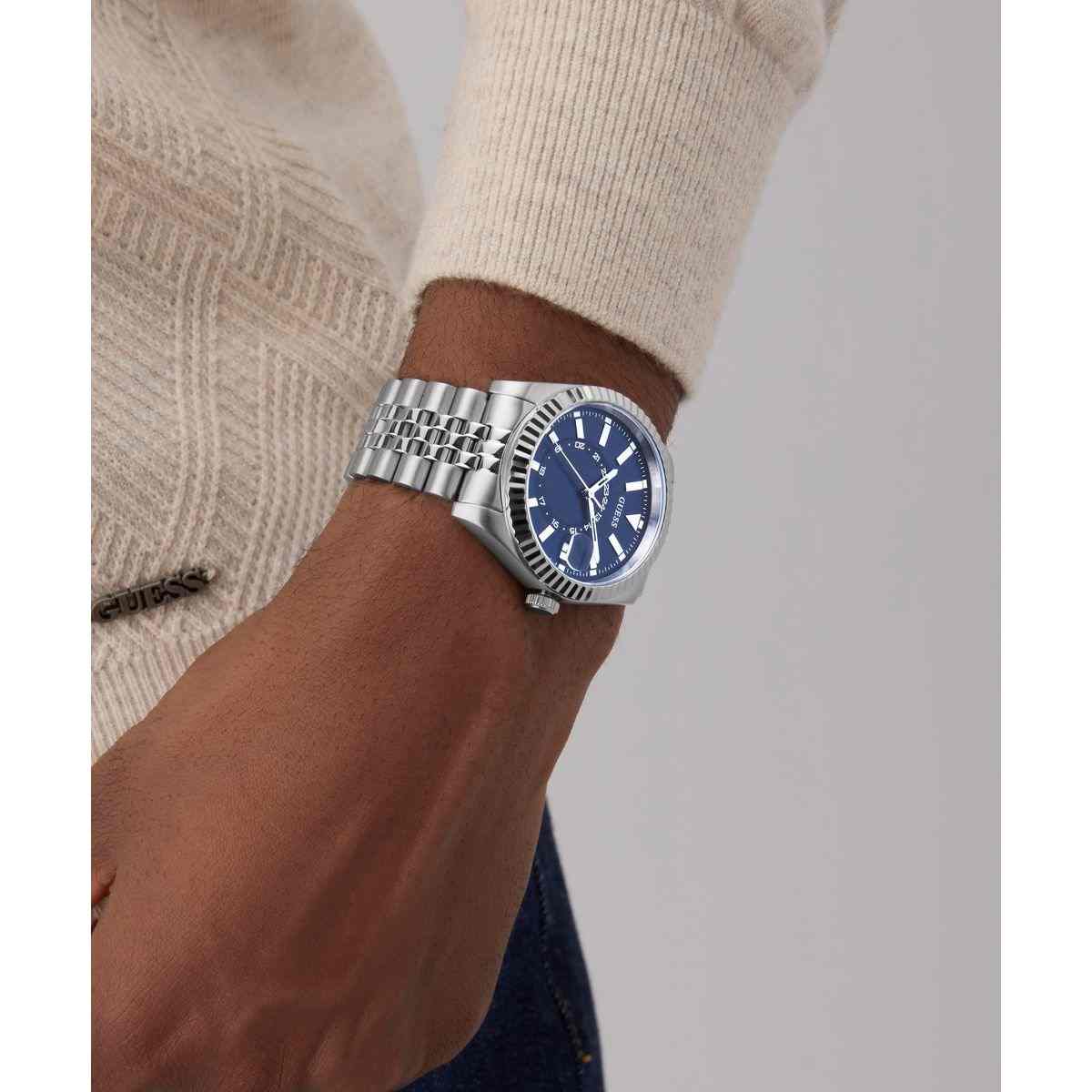 Guess Jaden Blue Dial Silver-Tone Stainless Steel Strap Men's Watch GW0977G1 - view 6