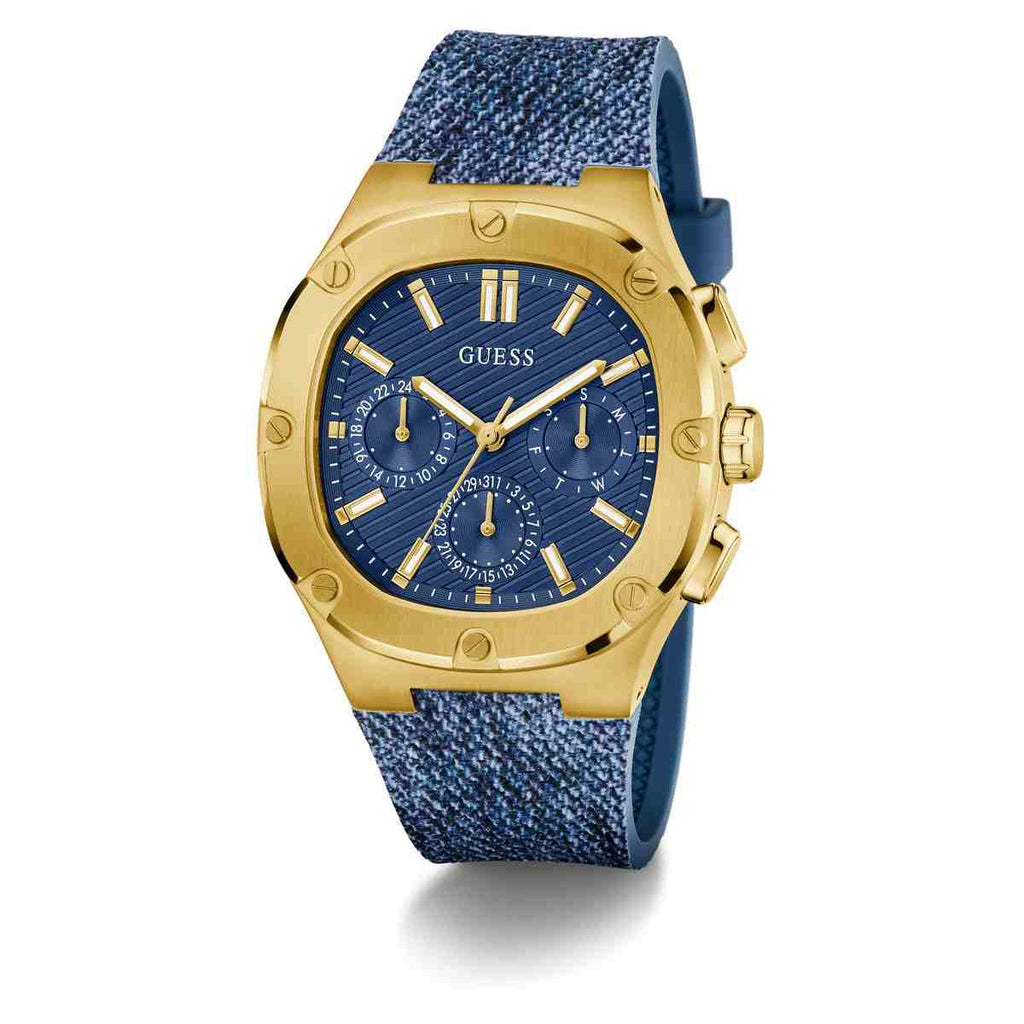 Guess Headline Blue Dial Blue Silicone Strap Men's Watch GW1071G2 - view 5