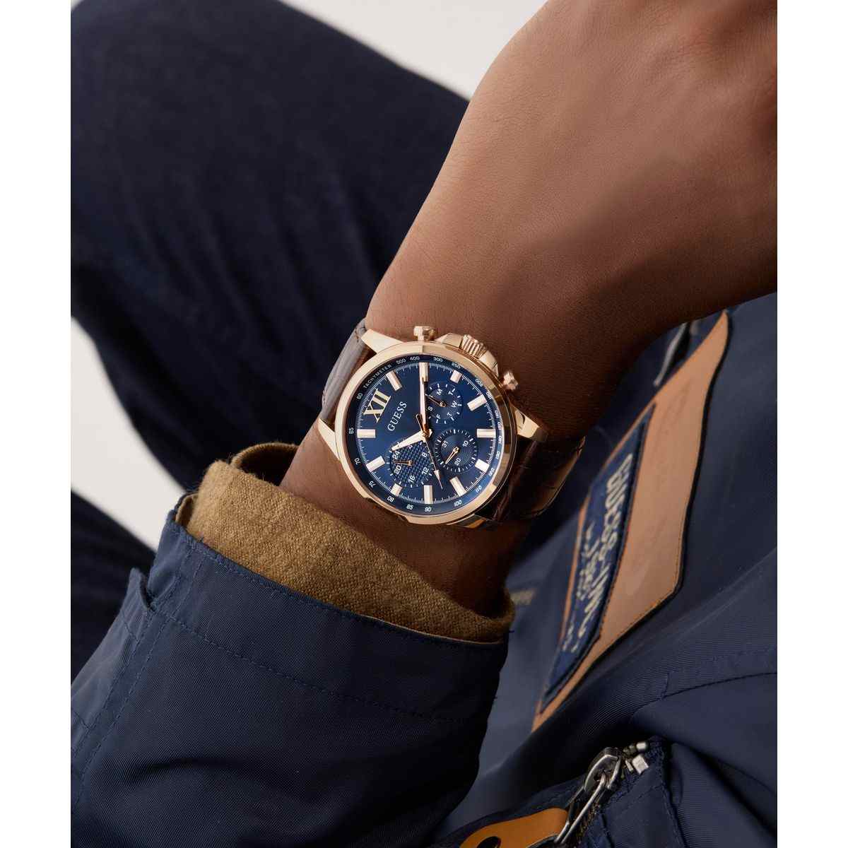 Guess Walker Blue Dial Brown Leather Strap Men's Watch GW0901G3 - view 6