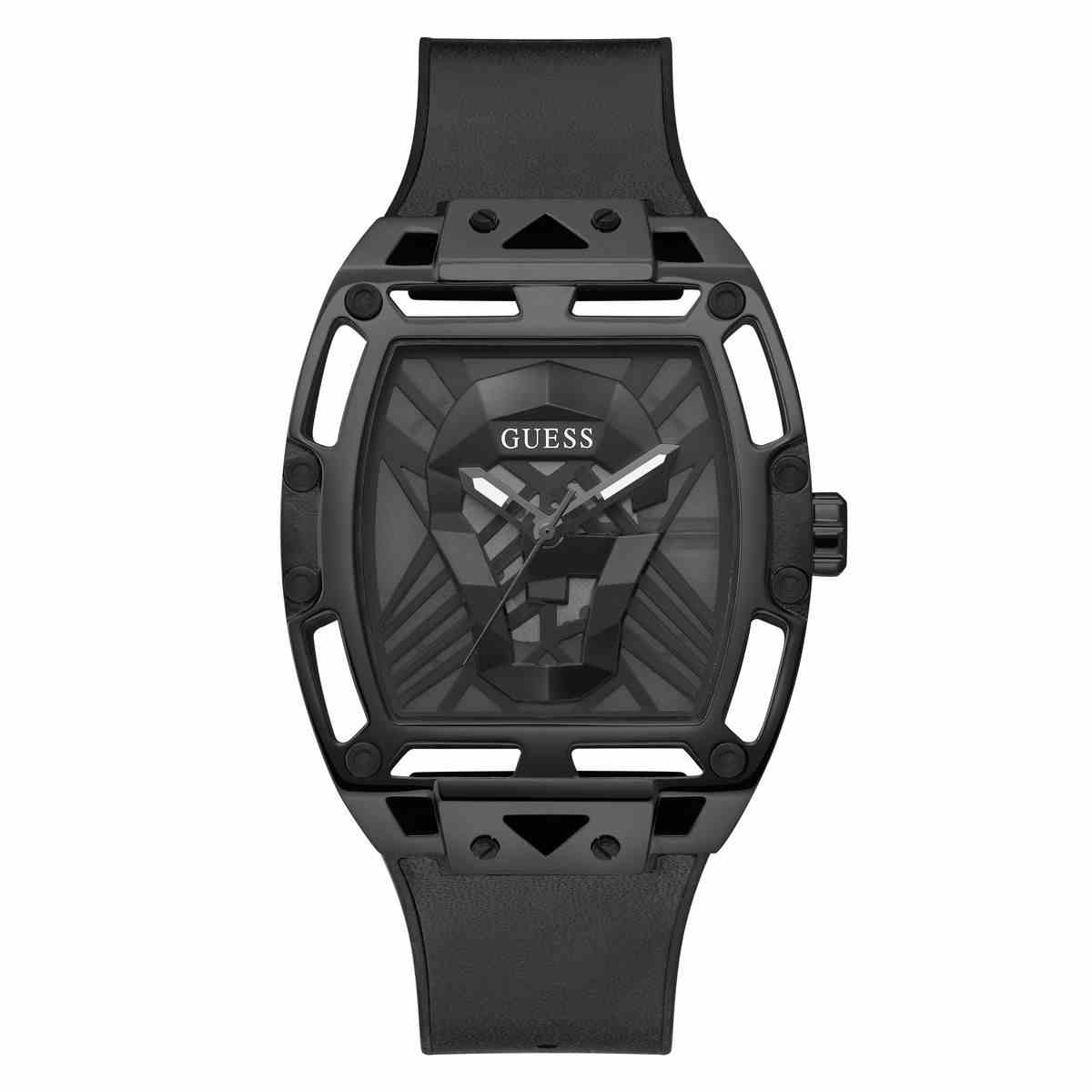 Guess Legend Black Dial Black Leather and Silicone Strap Men's Watch GW0500G2 - view 1