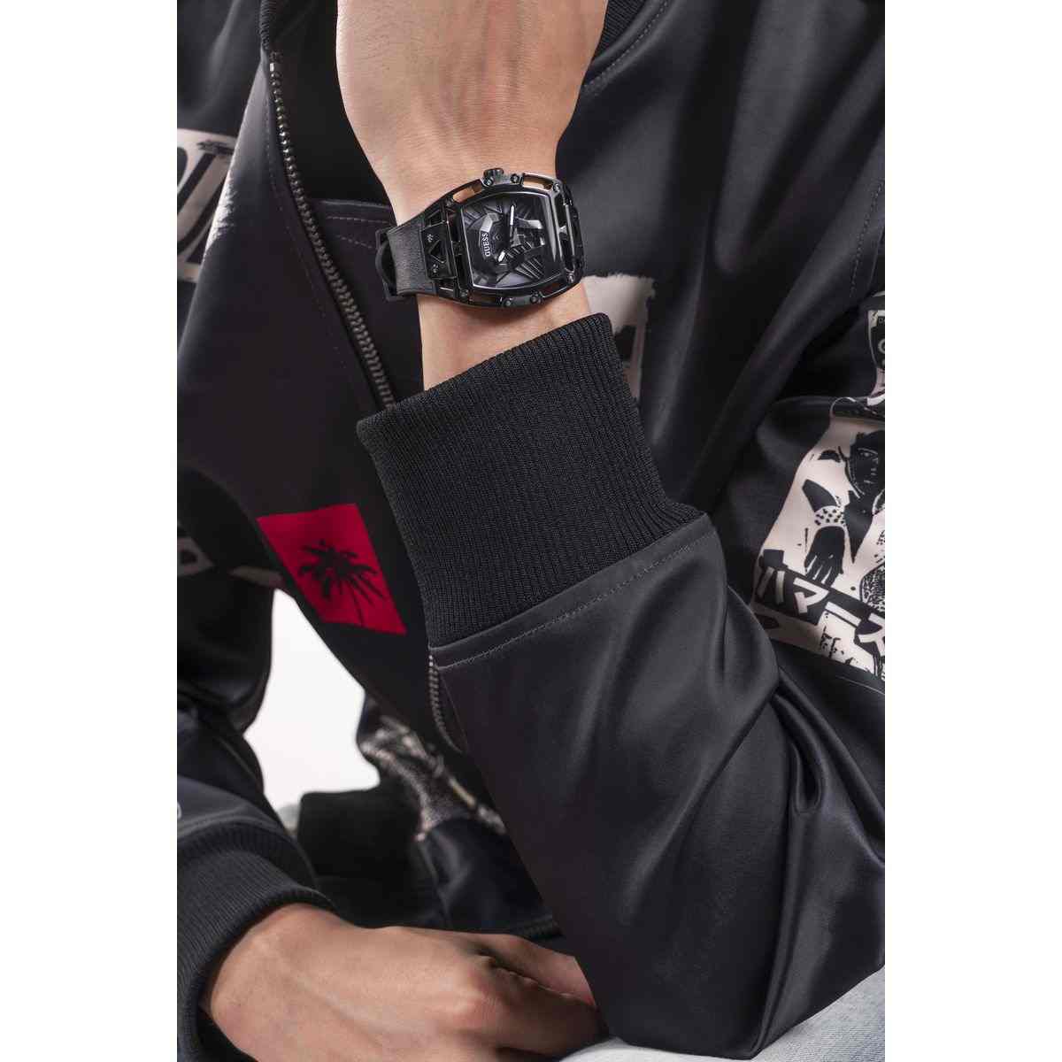 Guess Legend Black Dial Black Leather and Silicone Strap Men's Watch GW0500G2 - view 5