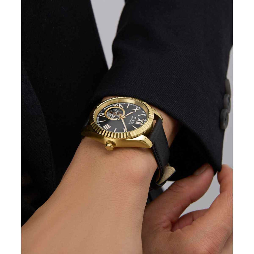 Guess Connoisseur Automatic Black Dial Leather Strap Men's Watch GW0985G2 - view 6