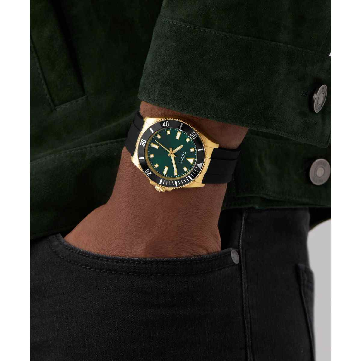 Guess Cliff Green Dial Black Strap Kids' Watch GW0969G2 - view 6