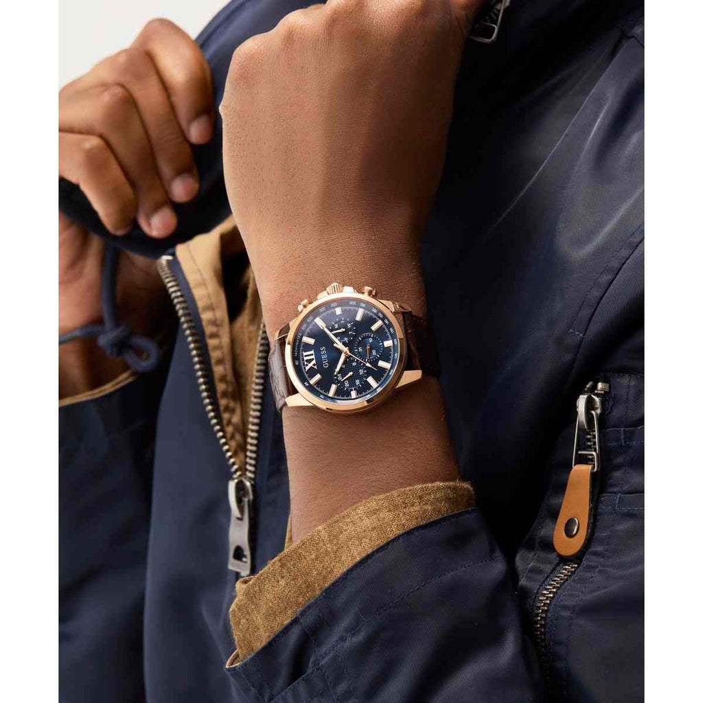 Guess Walker Blue Dial Brown Leather Strap Men's Watch GW0901G3 - view 4