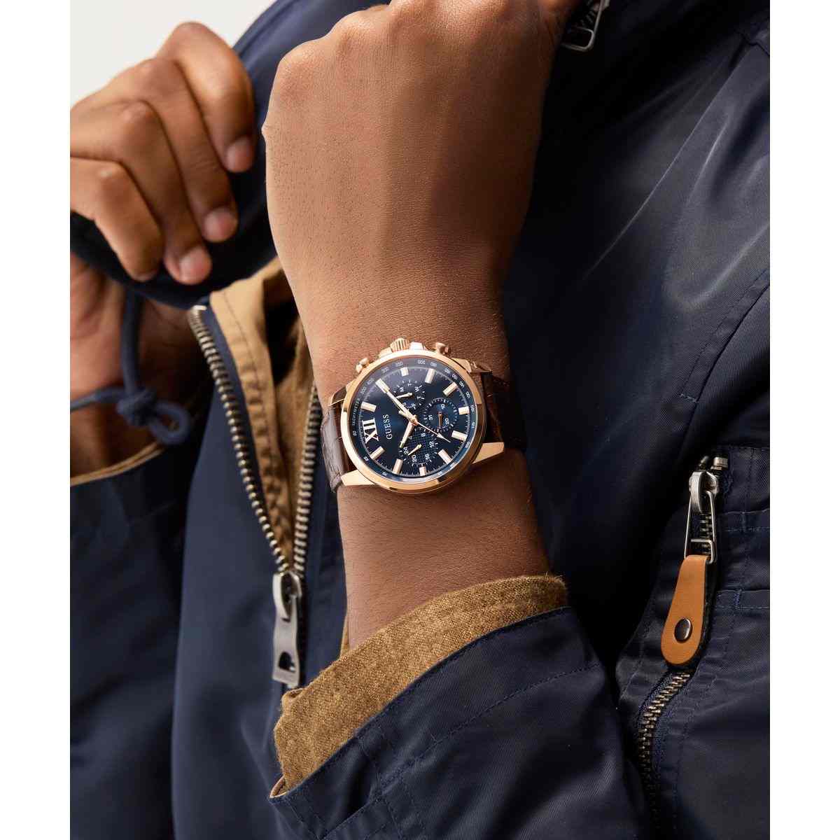 Guess Walker Blue Dial Brown Leather Strap Men's Watch GW0901G3 - view 4