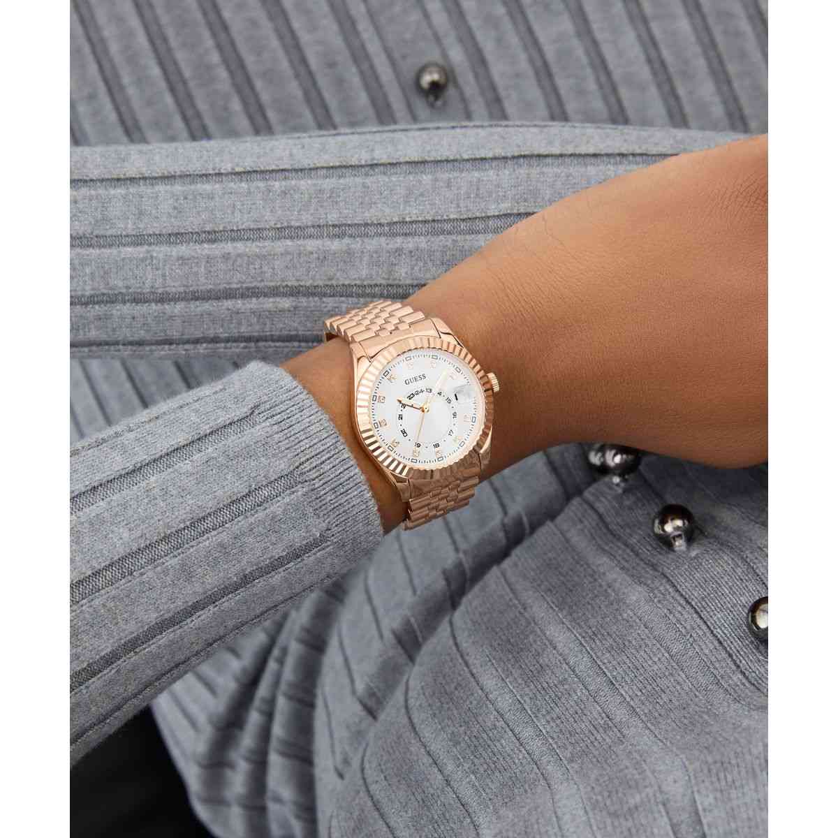 Guess White Dial Rose Gold-Tone Stainless Steel Strap Women's Watch GW0936L4 - view 5