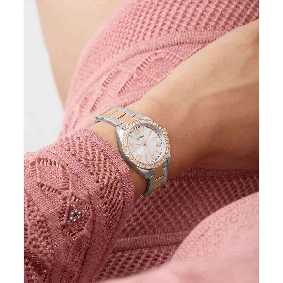 Guess Mini Luna Silver-Tone Dial Two-Tone Stainless Steel Strap Women's Watch GW0841L3 - view 6