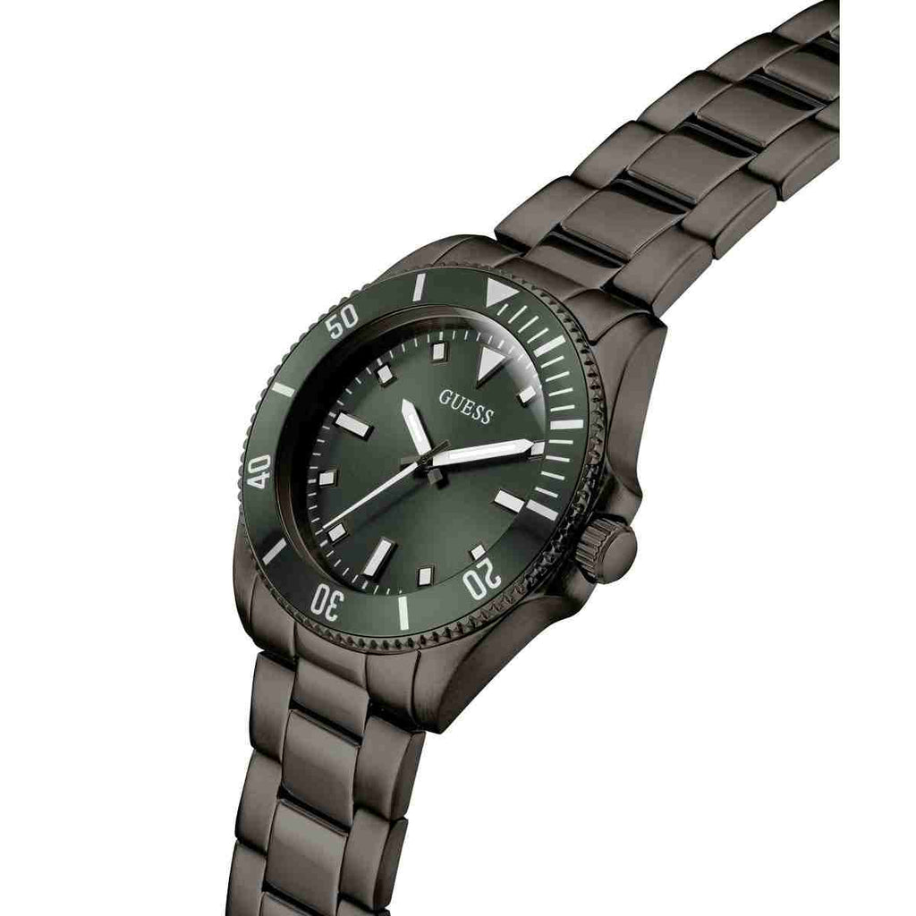 Guess Green Dial Gunmetal Stainless Steel Strap Men's Watch GW0968G3 - view 5