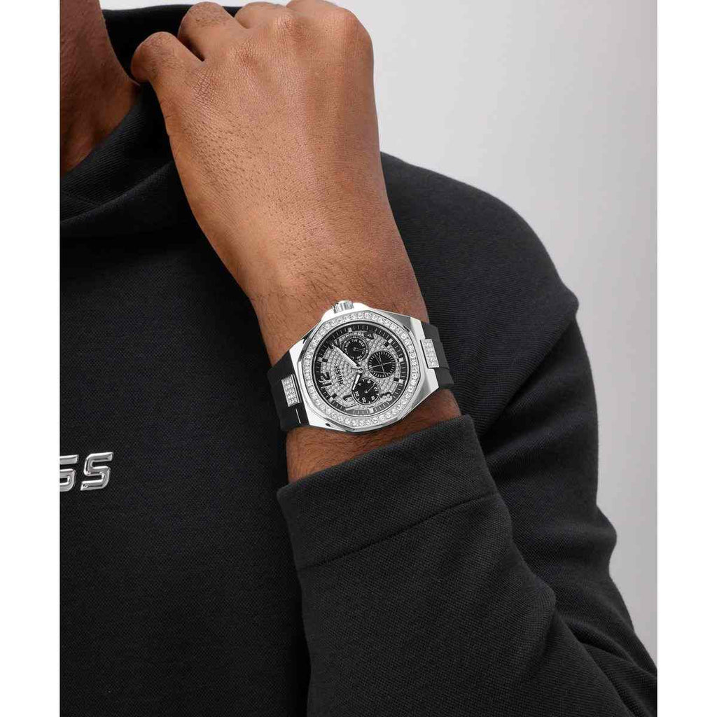 Guess Empire Black Dial Black Silicone Strap Men's Watch GW1002G1 - view 6