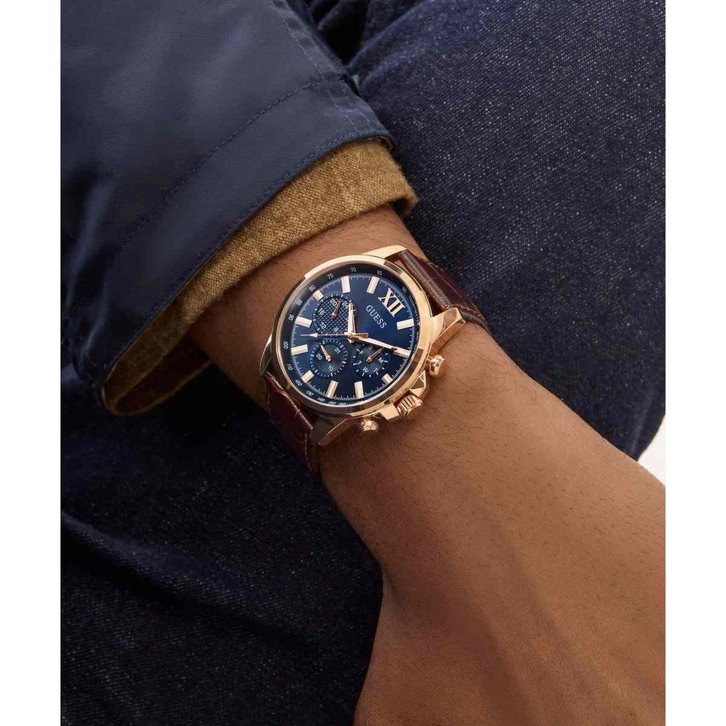 Guess Walker Blue Dial Brown Leather Strap Men's Watch GW0901G3 - view 5