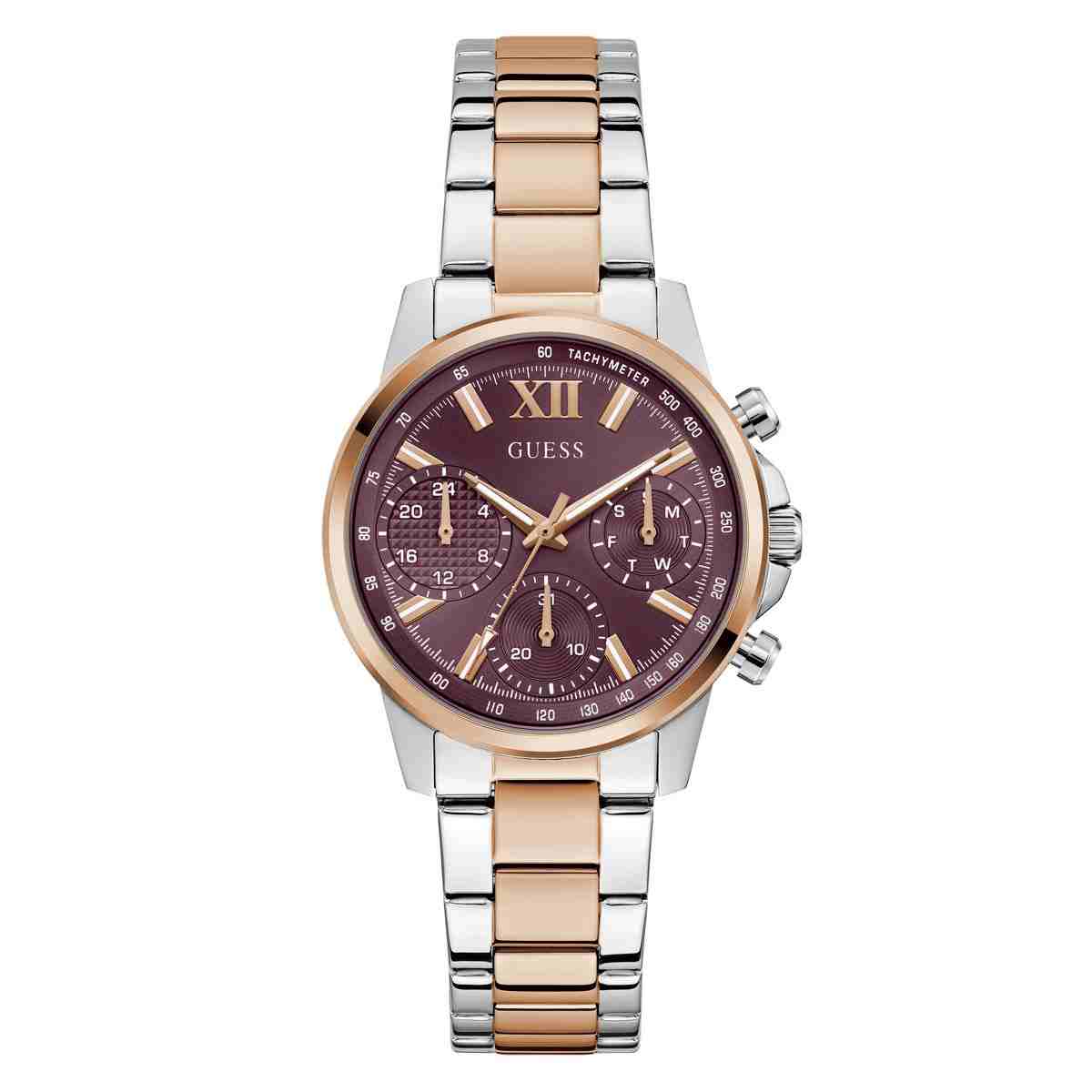 Guess Bailey Burgundy Dial Two-Tone Stainless Steel Strap Women's Watch GW0933L5 - view 1