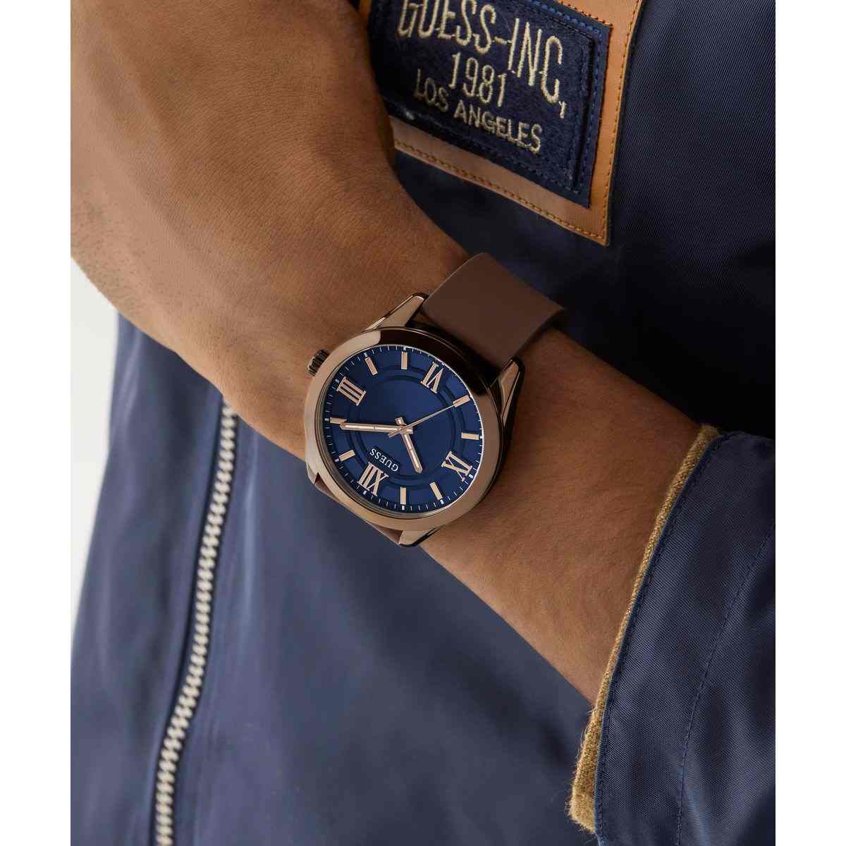 Guess Elliot Blue Dial Brown Leather Strap Men's Watch GW0894G3 - view 4