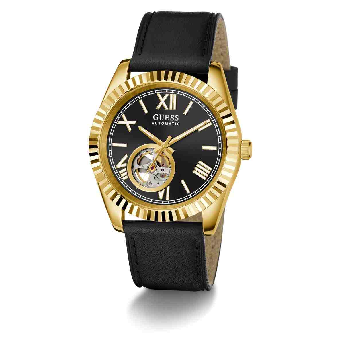 Guess Connoisseur Automatic Black Dial Leather Strap Men's Watch GW0985G2 - view 8