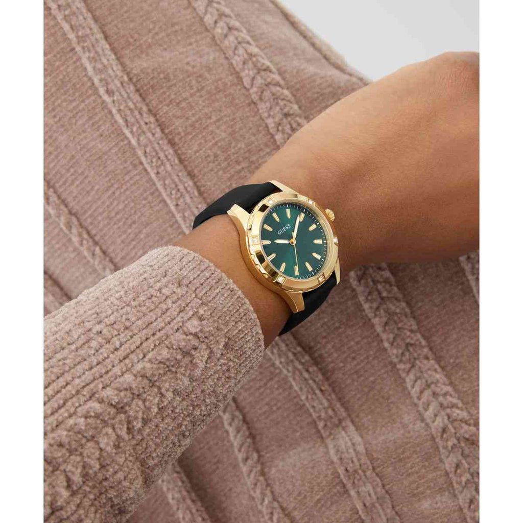 Guess Mist Green Dial Black Silicone Strap Women's Watch GW0949L2 - view 5