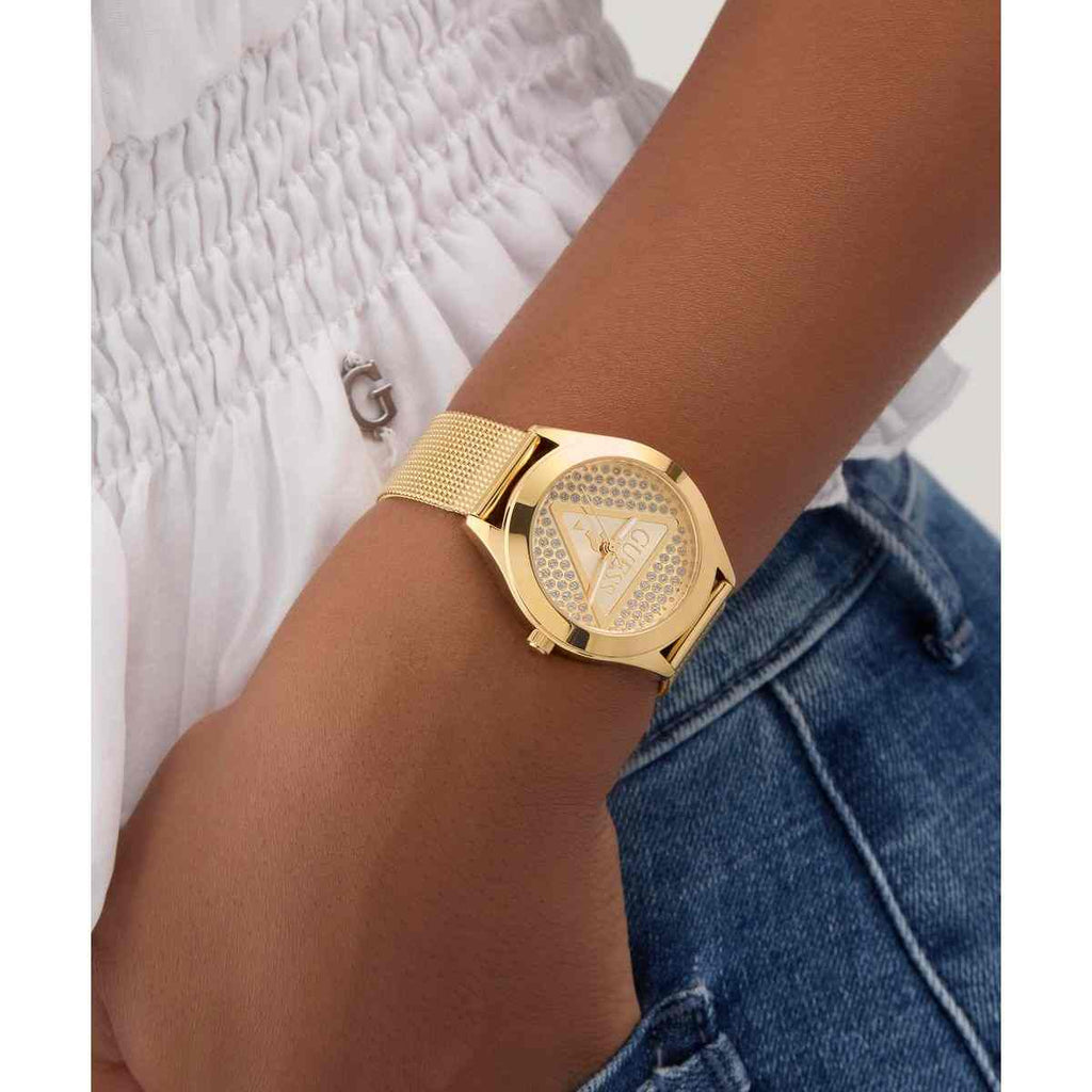 Guess Glitz Plaque Champagne Dial Gold-Tone Steel Mesh Strap Women's Watch GW0835L2 - view 5