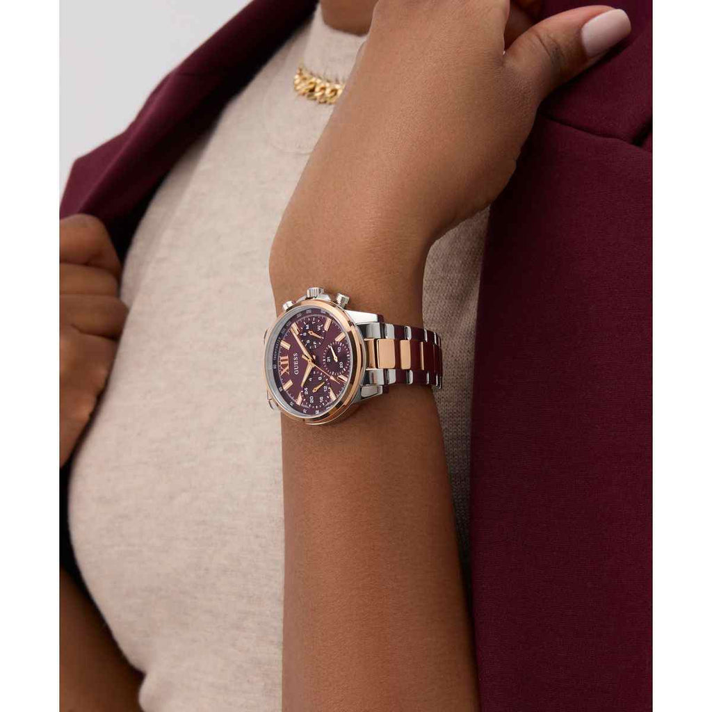 Guess Bailey Burgundy Dial Two-Tone Stainless Steel Strap Women's Watch GW0933L5 - view 6