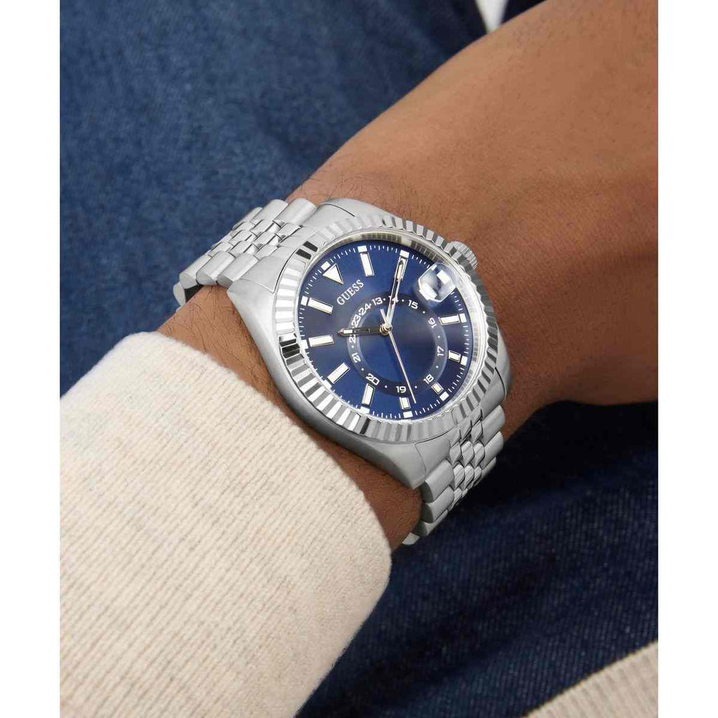 Guess Jaden Blue Dial Silver-Tone Stainless Steel Strap Men's Watch GW0977G1 - view 5