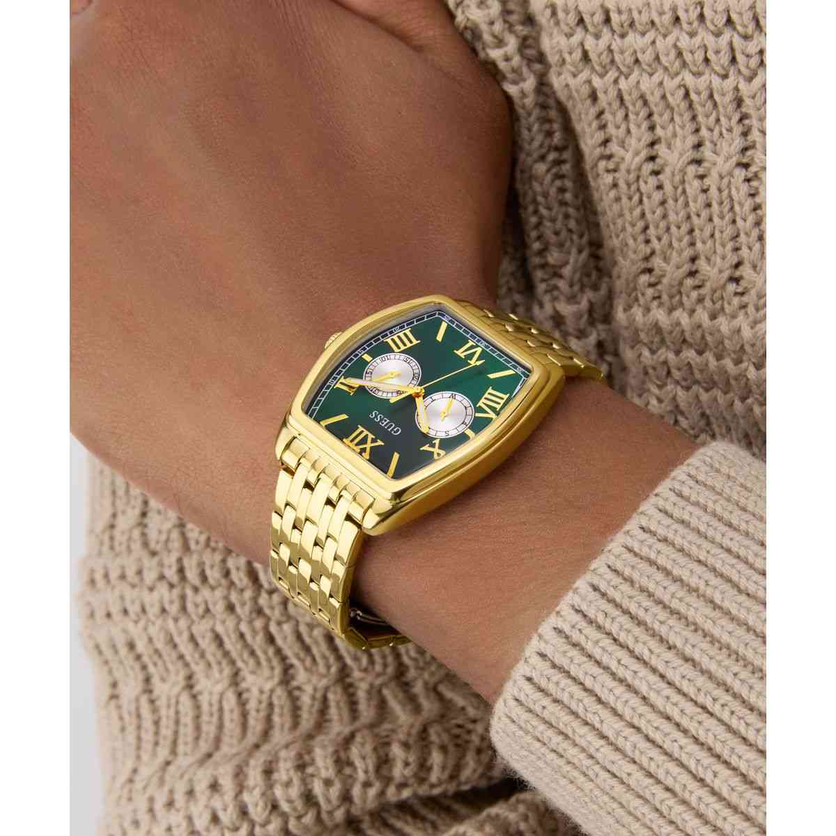 Guess Gabriel Green Dial Gold-Tone Stainless Steel Strap Men's Watch GW0975G2 - view 6