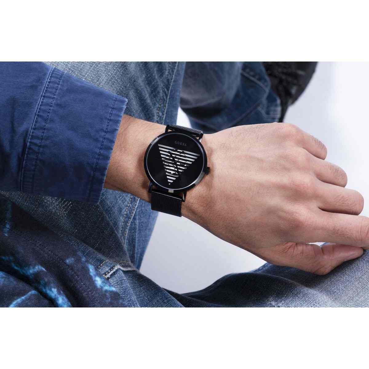 Guess Idol Black Dial Black Stainless Steel Mesh Strap Men's Watch GW0502G2 - view 6
