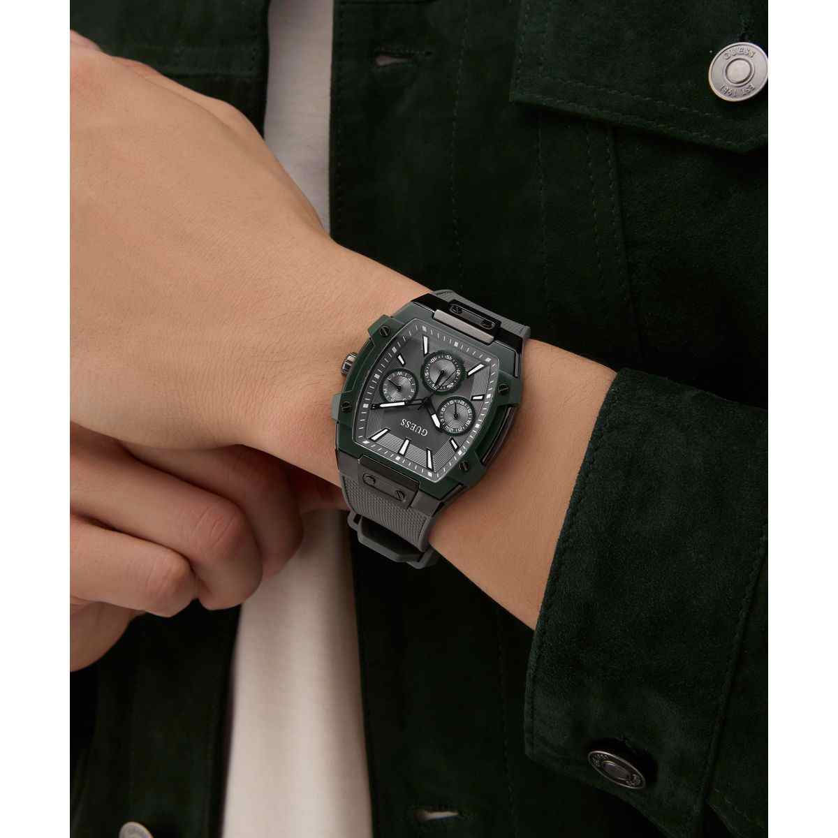 Guess Phoenix Grey Dial Grey Silicone Strap Men's Watch GW0956G3 - view 6