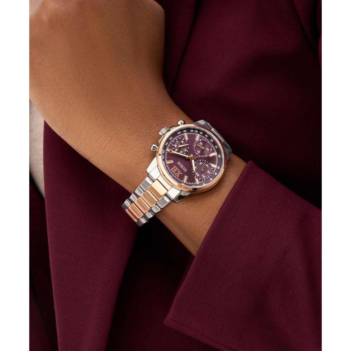 Guess Bailey Burgundy Dial Two-Tone Stainless Steel Strap Women's Watch GW0933L5 - view 4