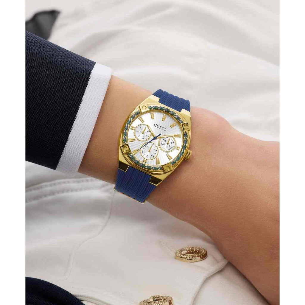 Guess White Dial Blue Silicone Strap Women's Watch GW1036L2 - view 7