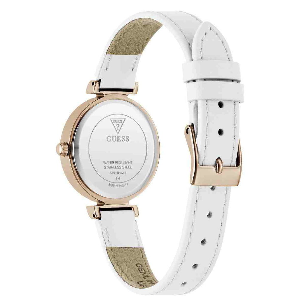 Guess Array Champagne Dial White Leather Strap Women's Watch GW1046L4 - view 3