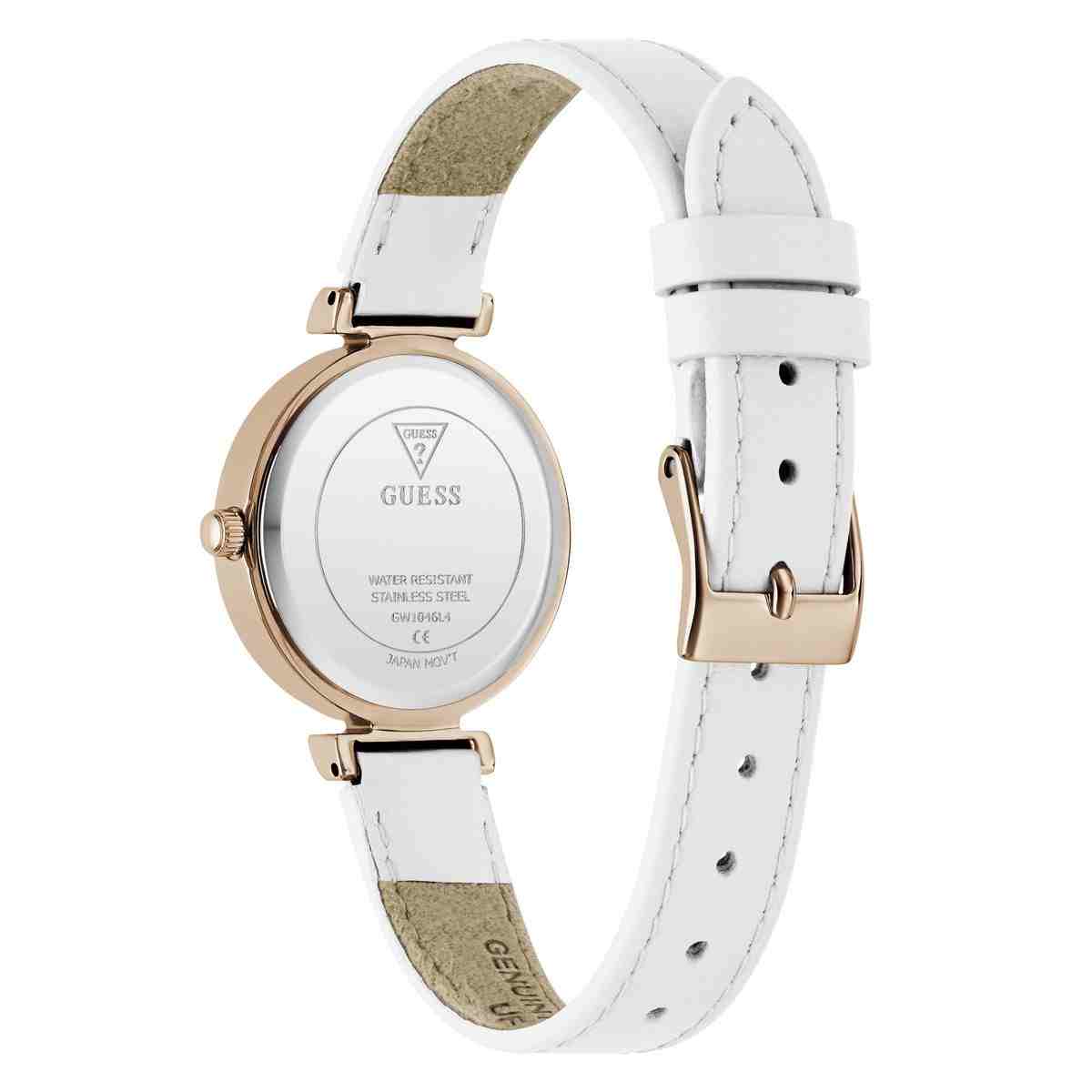 Guess Array Champagne Dial White Leather Strap Women's Watch GW1046L4 - view 3