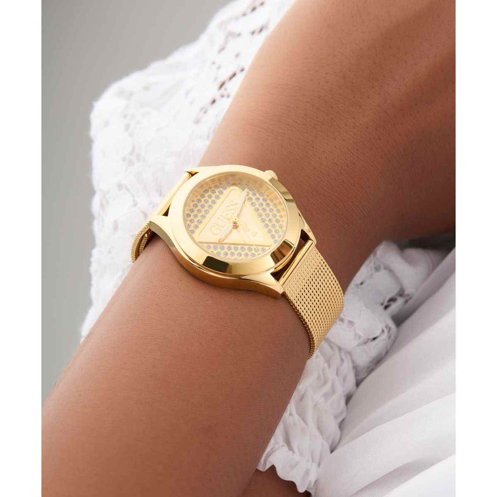 Guess Glitz Plaque Champagne Dial Gold-Tone Steel Mesh Strap Women's Watch GW0835L2 - view 7
