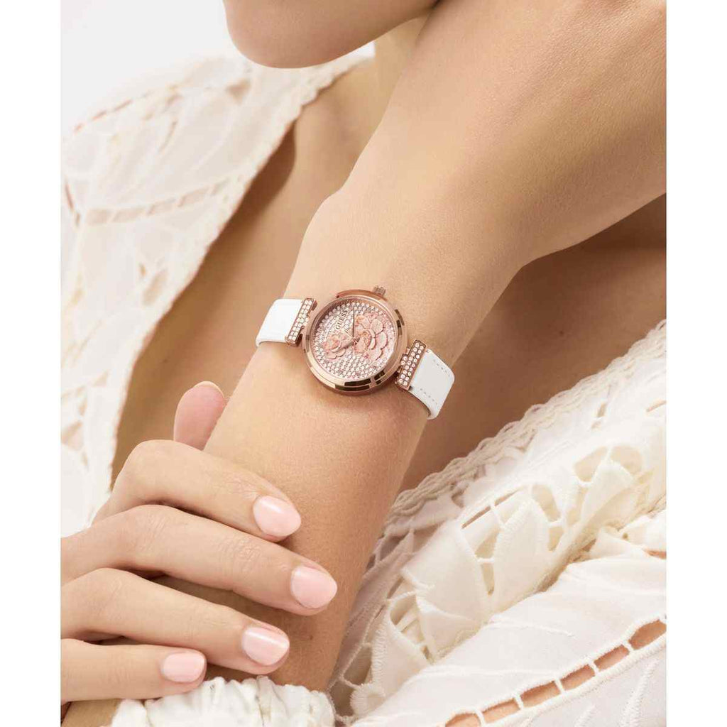 Guess Array Champagne Dial White Leather Strap Women's Watch GW1046L4 - view 6